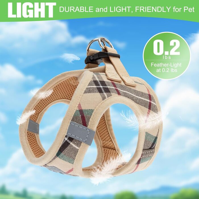 Шлейка та повідок для собак, комплект з тримачем для AirTag, м'яко підбитий, середній розмір, противисмикування, світловідбиваюча шлейка для цуценят, нашийник та повідок для прогулянок, Хакі, розмір S (Нашийник 22.8-29 см, Обхват грудей 36.8-40.6 см) Хакі