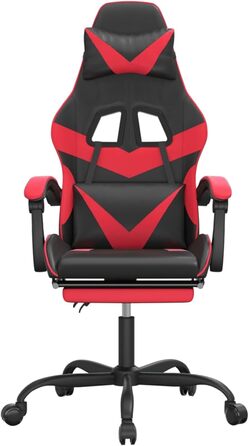 Ергономічне ігрове крісло зі шкіряним оздобленням, чорно-червоне, 57,5 x 59,5 x 121-131 см - Для комфорту та стійкості Модель 349556