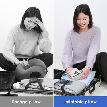 Надувна подушка для шиї для літаків, кемпінгу, поїздів та автомобілів з пов&39язкою на очі та берушами, портативна подушка для подорожей, надувна подушка для шиї для літаків, 2 шт.