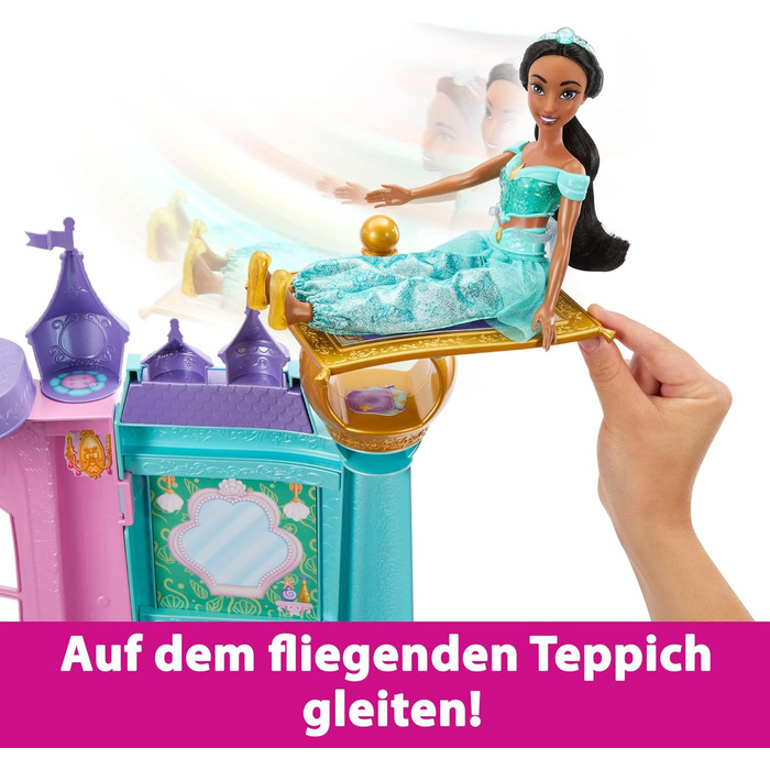 Ляльковий будиночок принцес Disney Mattel, Чарівний замок, 3 поверхи, 10 ігрових зон, зі світловими та звуковими ефектами, включає 28 аксесуарів, подарунки Disney, іграшка для дітей віком від 3 років, HLW29