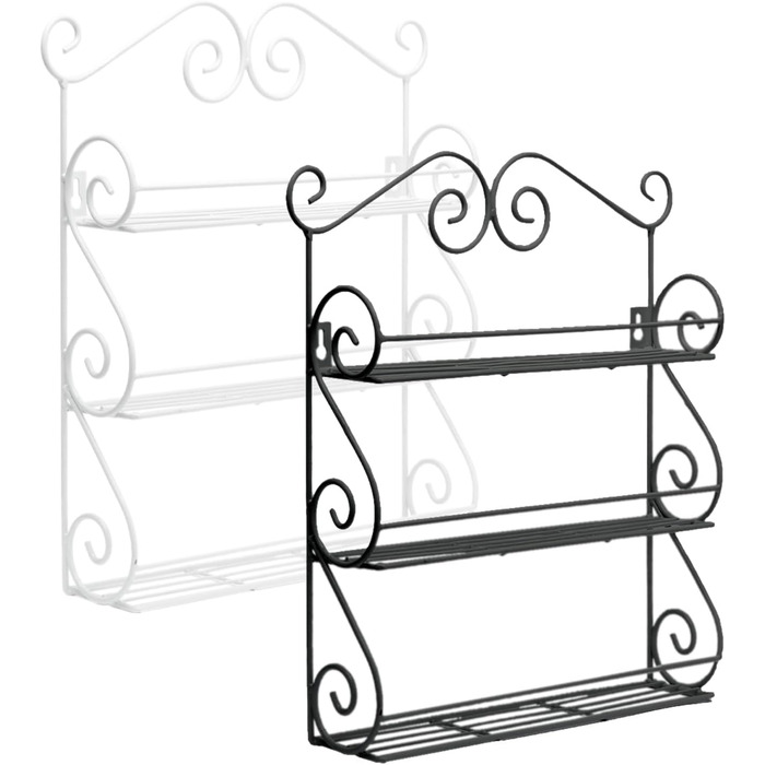 Поличка для спецій, кухонна полиця, драбина для спецій, металева з 3 ярусами, органайзер для спецій, настінна полиця, кухонна полиця, тримач для спецій, кухонний органайзер, компактний, настінні полиці для шаф та ванних кімнат (чорні)