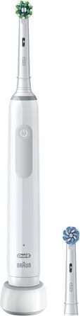 Електрична зубна щітка Oral-B PRO 3 3000, 2 щітки перехресної дії, з 3 режимами чищення та візуальним регулюванням тиску на 360 для догляду за зубами, подарунок чоловік/жінка, білий