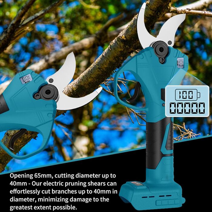 Професійні акумуляторні сучкорізи, сумісні з акумуляторами Dewalt 18V (акумулятор не входить до комплекту), з РК-дисплеєм та імпортними сталевими лезами SK5. Для гілок, кущів та стовбурів.