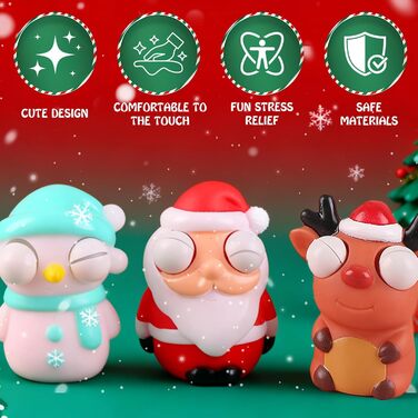 Набір іграшок-антистрес Squeeze Toy, 3 шт., різдвяна тематика