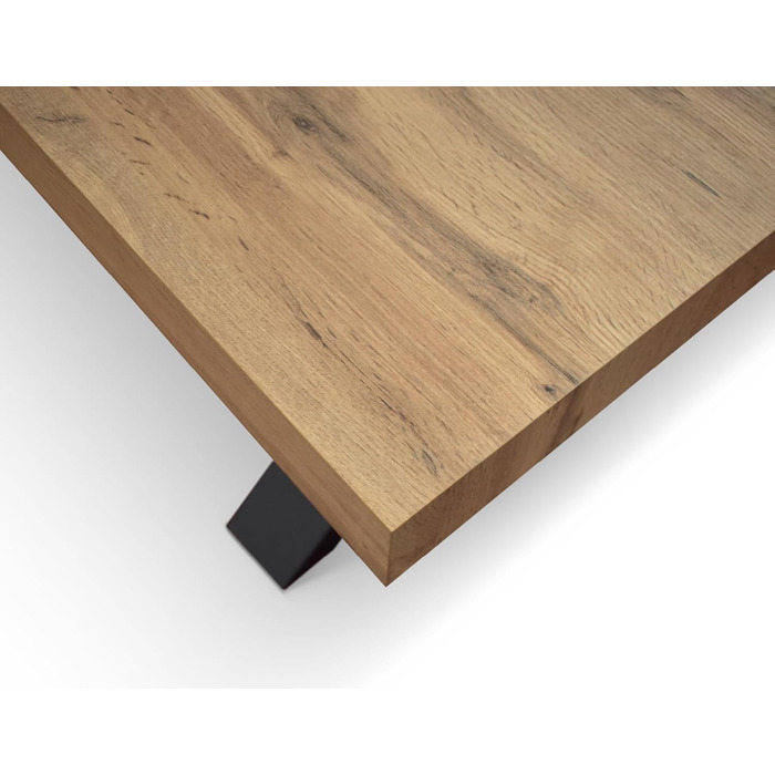 Розсувний стіл Elisa, Стіл для вітальні або кухні, Схрещені ніжки X Чорний, Зроблено в Італії, Рустикальний дуб, 160x90x76 см - id1997 160x90x76 Чорна основа Рустикальний дуб