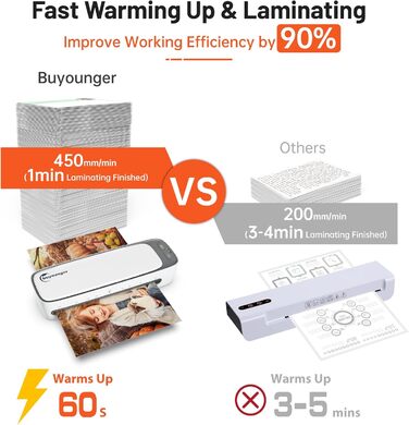 Ламінатор A3 A4 з 25 ламінувальними пакетами, 9-в-1 ламінатор A3 A4 A5 A6, ламінатор з різаком для паперу та закруглювачем кутів, ламінатори для фотографій для домашнього, офісного та шкільного використання