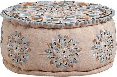 Круглий бавовняний пуф Azet -2- ø 50 см з наповнювачем Підлогова подушка, подушка в східному стилі Вишитий пуф, табурет, пуф для ніг як східний декор