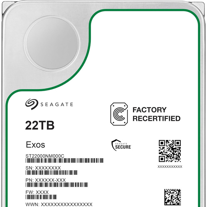Внутрішній жорсткий диск Seagate Exos X22 22 ТБ відновлений заводським способом 3,5 дюйма SATA 6 Гбіт/с 512 МБ, ST22000NM000C (відновлений)