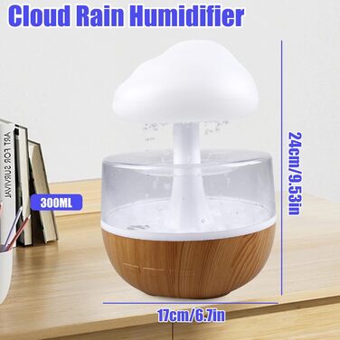 Зволожувач Rain Cloud з нічником Rain Cloud Humidifier Lamp Waterfall, 3 в 1 зволожувач повітря/дифузор для ефірних олій/7 кольорів нічник, стіл, фонтан, тумбочка