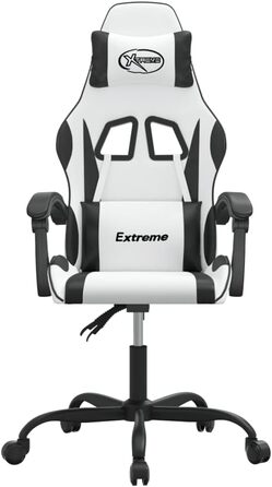 Ігрове крісло Gecheer Офісне крісло Ігрове крісло Ергономічне ігрове крісло Поворотне ігрове крісло Біле та чорне зі штучної шкіри