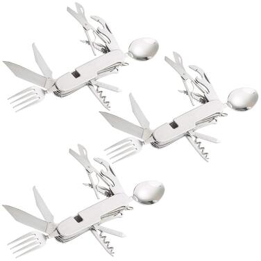 Ніж для кемпінгу Semptec Urban Survival Technology набір із 3 предметів, що складається з 14 складних столових приборів та кишенькових ножів з нержавіючої сталі (столові прибори для виживання, мультистоловий набір)