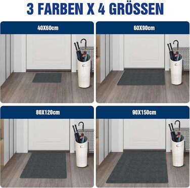 Килимок для дверей в приміщенні, килимок, що вловлює бруд, що миється, надтонкий вхідний килимок, міцний килимок для дверей, абсорбуючий кухонний килимок, нековзний килимок для дверей, що вловлює бруд, темно-сірий, 80 x 120 см (прямокутний)