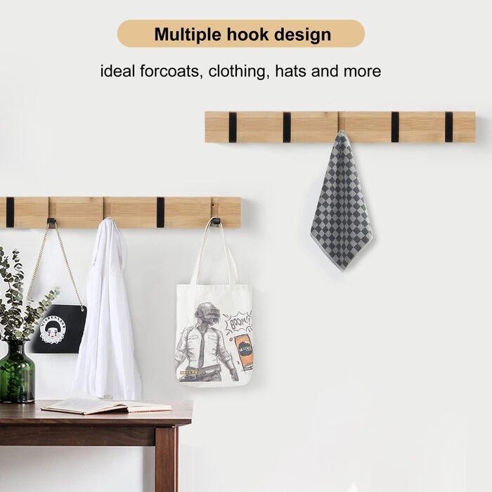 И гачки для пальто дерев'яна стіна, дерев'яна панель вішалка для пальто складний гачок для пальто з 5 гачками для курток, капелюхі