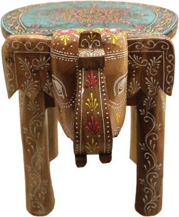 Табурет Gall&Zick Слон ручної роботи Бірюзовий дизайн мандали, дерево манго, приблизно 30 28 42 см декоративний журнальний столик/табурет кольору бірюзи