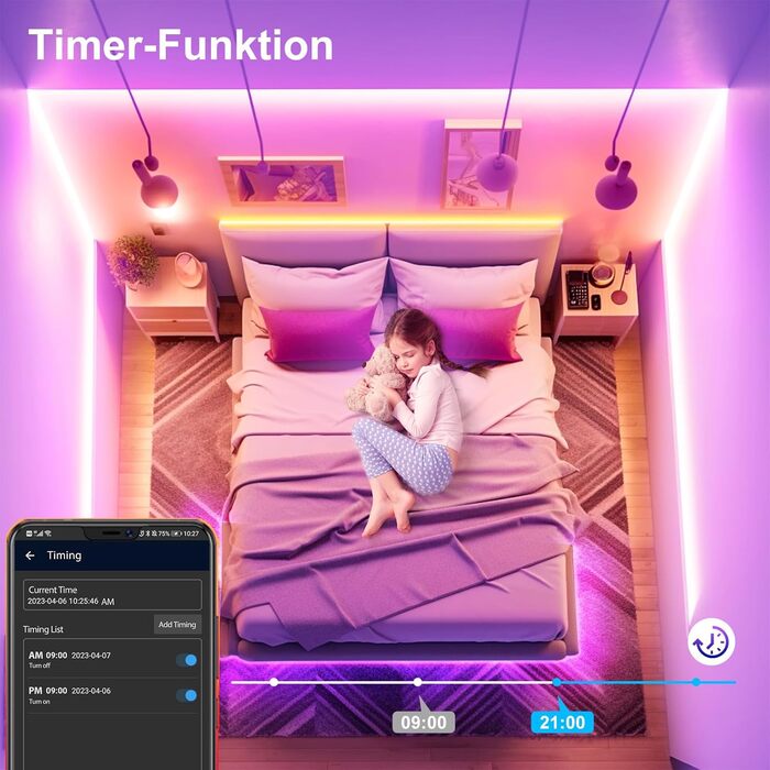 Світлодіодна стрічка VKH 5м, Світлодіодна стрічка 5м Самоклеюча Bluetooth RGB світлодіодна стрічка з пультом дистанційного керуван