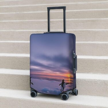 Чохол для валізи Пінгвіни на заході сонця, міцний захист для багажу розміром 45.7-81.3 см, малий, чорний