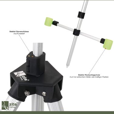 Тримач для вудок для серфкастингу Zite Fishing - Алюмінієвий штатив для 2 вудок для серфкастингу - Тримач для вудок для серфкастингу на штатив - Телескопічна підставка для вудок з сумкою, Тримач для вудок-штатив, Тримач для вудок для серфкастингу