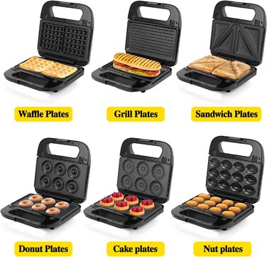 Багатофункціональний набір бутербродниць SUPERLEX 6-в-1, для сендвіч-тостера Контактний гриль Вафельниця Кекс 2 скибочки з антипригарним покриттям, двостороннє випікання при постійній температурі, набір 6-в-1 без бісфенолу А