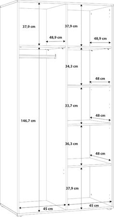 Гардероб Forte Jupiter 95, Шафа в індустріальному стилі з 2 дверима, Інженерна деревина, Декор дуба/Чорний, 94,7 см завширшки, 190,5 см заввишки, 52,7 см завглибшки