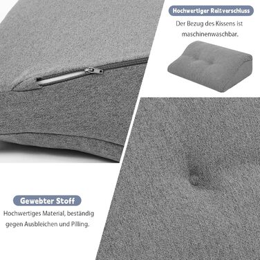 Ергономічна подушка для спини GOFORIT для крісел, двошарова подушка для попереку з піни з ефектом пам&39яті, м&39яка та підтримуюча, подушка для підтримки попереку для літніх людей, полегшення болю в спині, яку можна прати, для ліжка, дивана, сіра