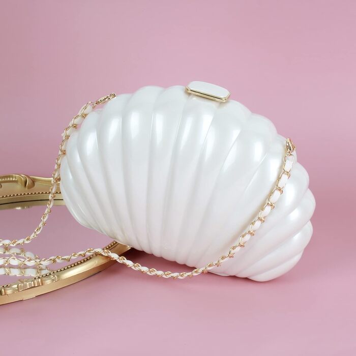 Жіноча вечірня сумочка-клатч з блискітками та оболонкою, блискуча сумочка зі стразами та ланцюжком для весілля, білий 07048