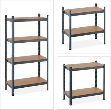 Міцний стелаж Relaxdays, 4 полиці, ВШХ 156x80x40 см, вантажопідйомність 280 кг, металевий, полиця для зберігання в підвалі та гаражі, антрацит