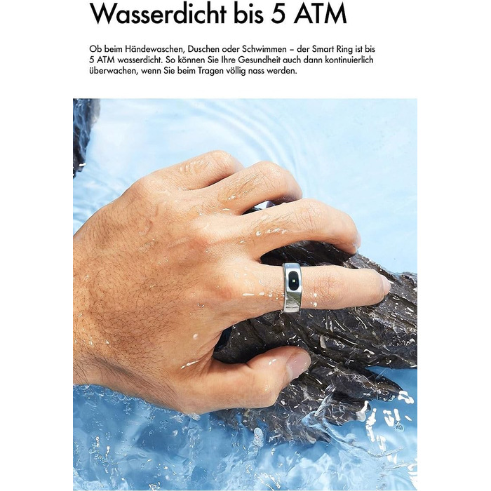 Фітнес-кільце Newgen Medicals для чоловіків фітнес-кільце, сенсорне керування, пульс, SpO2, 5 атм, розмір 57 (розумне з вимірюванням пульсу, крокомір, смарт-годинник)