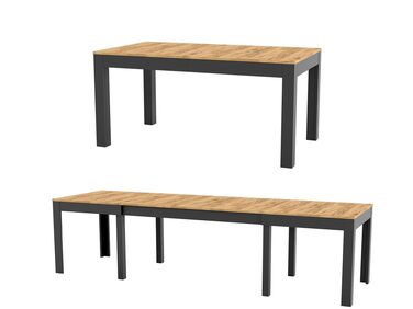 Великий, практичний стіл MPS WENUS 160-300x90x76см Дуб Craft Black Обідній стіл на 4-12 осіб з розсувною стільницею до 300 см Сучасний дизайн Прямокутний стіл