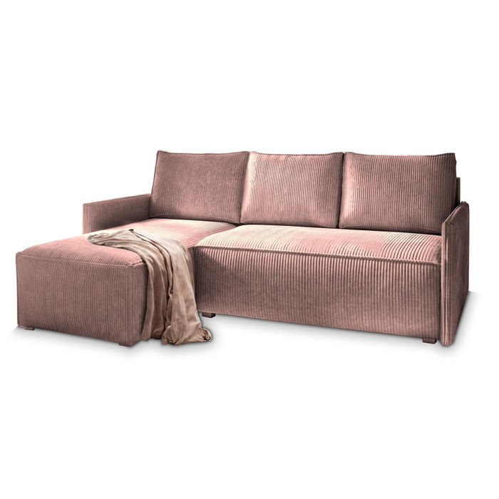 Кутовий диван Masseno PERUSI з функцією сну, L-подібна форма, класичний диван з місцем для зберігання, диван для вітальні, кушетка, диван-ліжко, комплект диванів - Бузковий, POSO 130