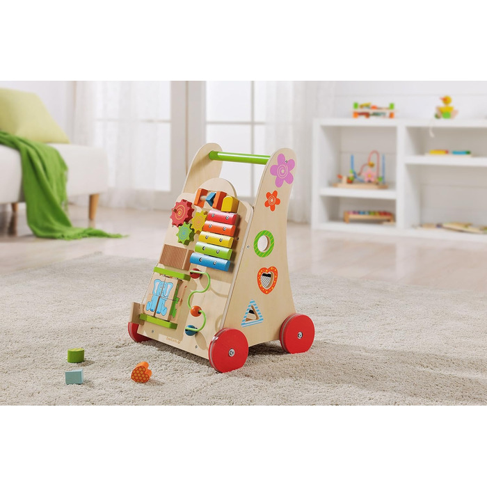 Іграшка для ходьби EverEarth, виготовлена з екологічно чистої деревини Сприяє розвитку ходьби та моторики у малюків Зручна для дітей іграшка з безпечними фарбами на водній основі EE30949