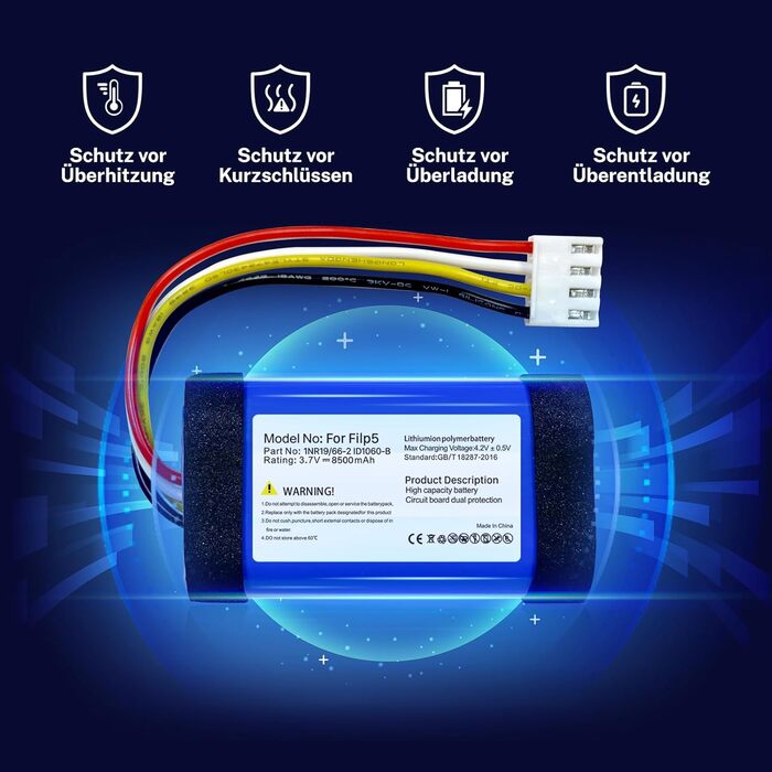 Замінний акумулятор ємністю 8500 мАг для JBL Flip 5, артикул 1INR19/66-2 ID1060-B, оновлений акумулятор високої ємності 3,7 В 2025 року для Bluetooth-колонки Flip 5