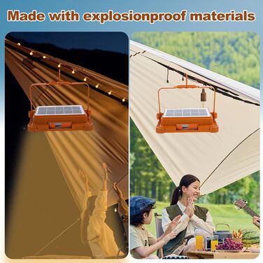 Портативний сонячний світлодіодний робочий ліхтар Amosfun для кемпінгу, риболовлі, екстреного ремонту, портативного магнітного вибухобезпечного світла
