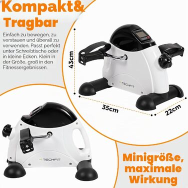 Міні-тренажер Techfit Pedal-Ausbilder для дому та офісу, легкий симулятор ходьби для рук і ніг, для реабілітації та легких тренувань, білий PED3