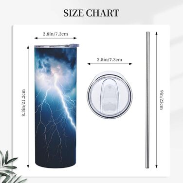 Кружка з прямою трубочкою, 590 мл, з принтом блискавок, підходить для кемпінгу, офісу та дому.