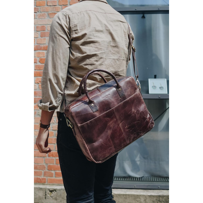 Портфель (M). Велика сумка, сумка для ноутбука і сумка через плече зі шкіри ручної роботи. Високоякісна чоловіча сумка з натуральн