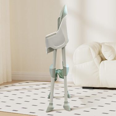 Дитячий стільчик для годування Baby Vivo 2в1 - Знімний регульований піднос - з підвісним кошиком - Оскар в бірюзовому кольорі