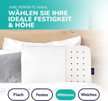 Ортопедична подушка для шиї ZenPur 40x60-13 см Подушка для голови з піни з ефектом пам&39яті - ергономічна подушка для сну для шиї та плечей, сертифікована Oeko-TEX, бежева 40 x 60 x 13 см