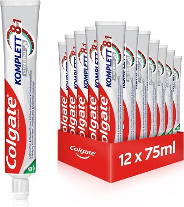 Зубна паста Colgate Complete Ultra White 12x75 мл - дбайливо видаляє плями для природного відбілювання зубів - повний всебічний захист для здорових зубів