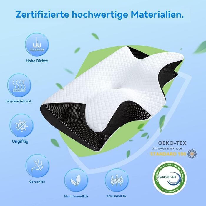 Подушка для відпочинку ZYVO для голови та шиї, терапевтична подушка для сну, апное, ортопедична подушка, хропіння, апное, підтримка шиї, знімна та миється, ефективно покращує проблеми зі сном (чорна)