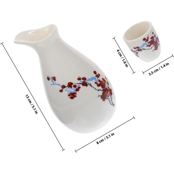 Набір для саке SAFIGLE з кераміки чайник та 8 чашок. Традиційний японський посуд для чаю та вина, ідеальний подарунок для особливих випадків.