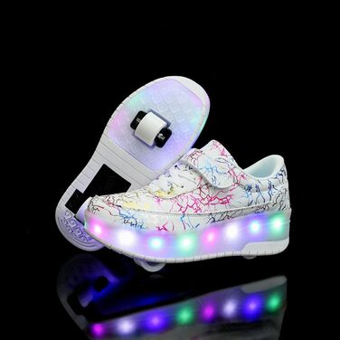 Роликові ковзани HUSKSWARE, взуття для хлопчиків та дівчаток, 4 колеса, взуття для скейтбордингу, регульоване, дитяче взуття з колесами, чорно-біле, розміри 28-40 EU, 668 білий, 2 колеса, розмір 31 EU