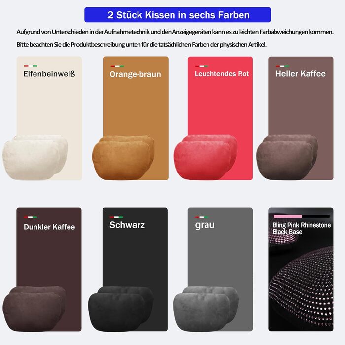 Набір з 2 подушок для шиї автомобіля, підтримка шиї в підголівнику, подушка для підтримки шиї з суперфібри, поліестер на рослинній основі, 30x19 см, багаторазова та регульована (чорна)