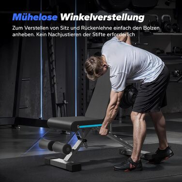 Складана силова лава MERACH, вантажопідйомність 450 кг, багатофункціональна тренувальна лава з 72 положеннями регулювання, регульований кут нахилу для тренувань усього тіла, домашня фітнес-лава, чорна