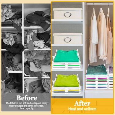 Елементний штабелируемий органайзер для футболок, органайзер для шафи, органайзери для гардеробу для дорослих та дітей, штабелируемий для одягу, футболок, сорочок, 20-