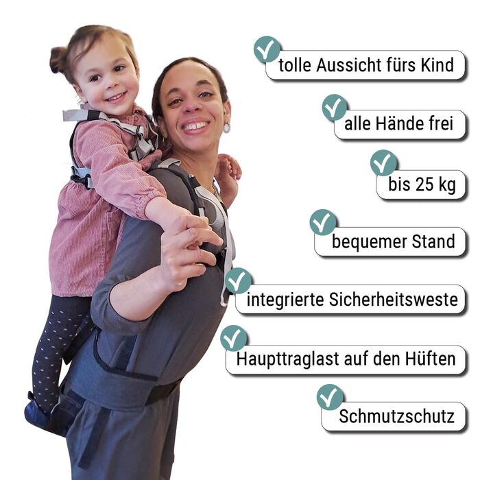 Рюкзак зі спинкою - найлегша м&39яка переноска - люлька для спини до 25 кг - люлька для походів від 2 років - рюкзак (сіро-рябий)