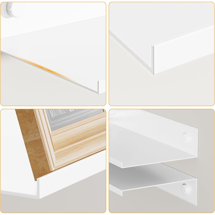 Біла настінна полиця, не потребує свердління, комплект з 2 шт. , сучасна металева плаваюча полиця, настінна полиця для ванної кімнати, декоративна клейка настінна полиця для вітальні, спальні, їдальні, офісу, біла 30 см, 30