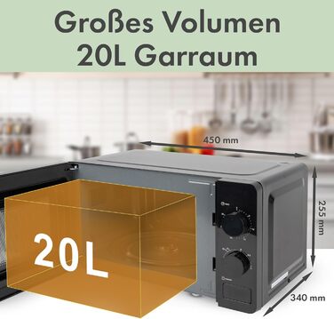 Мікрохвильова піч Clatronic з варильною камерою 20 л і освітленням варильної камери Мікрохвильова піч з 6 рівнями потужності Мікрохвильова піч з таймером на 30 хвилин Мікрохвильова піч з поворотним столом Ø24,5 см 700 Вт MW 791 чорний