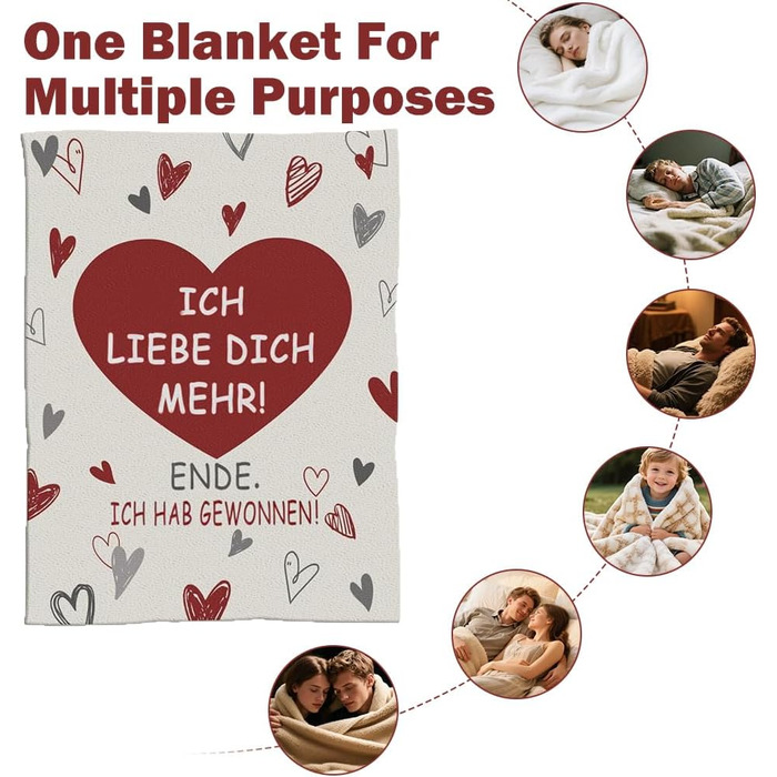 Подарунки &quotЯ тебе кохаю&quot для жінок та чоловіків, подарунки для партнера для нього та неї, персоналізована ковдра на річницю весілля, День святого Валентина, Різдво, подарунки на річницю весілля для чоловіків та жінок, плед-обіймач 150 x 130 см