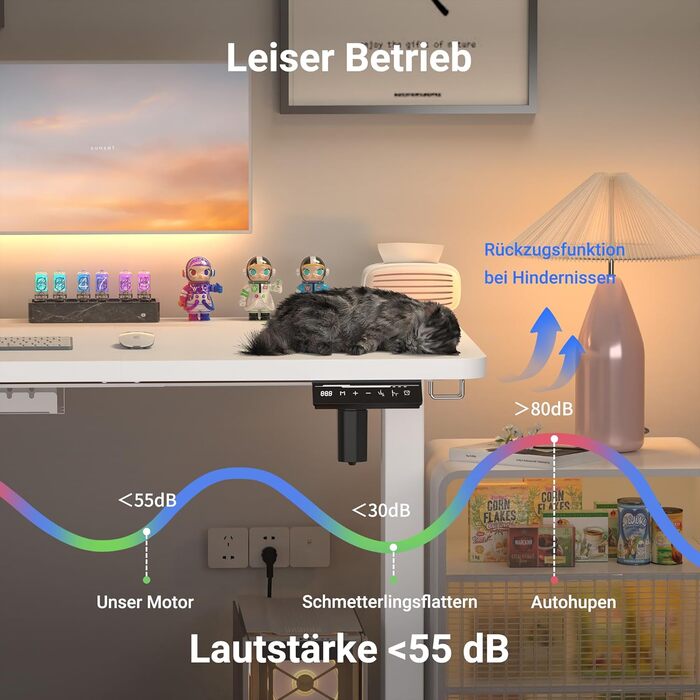 Стіл з регульованою висотою та портом зарядки USB-C, 120 x 60 см, функція пам&39яті. Міцний стіл з електричним регулюванням висоти, стіл для роботи сидячи та стоячи, регульований комп&39ютерний стіл, білий, 120 x 60 см.