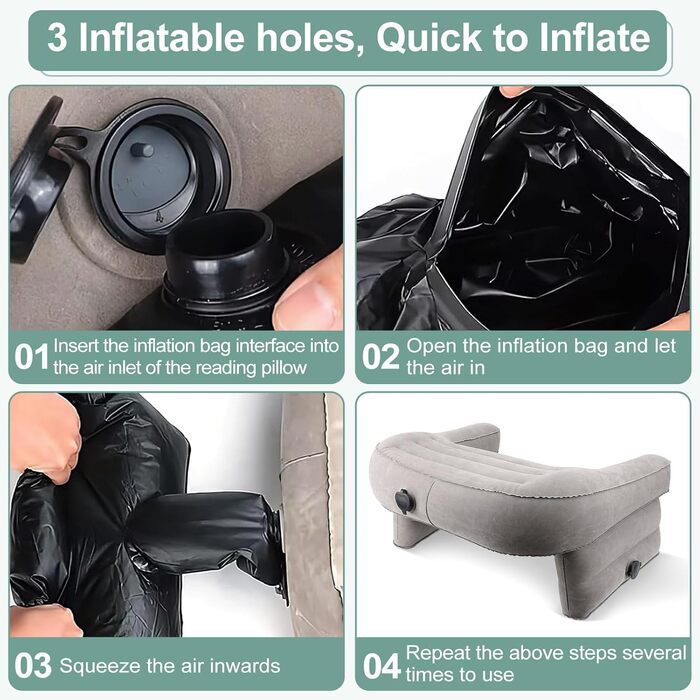 Надувна подушка для читання Wakects, подушка для колін з ПВХ, велика ігрова подушка для колін, м&39яка подушка для підлокітника ноутбука з флокованою поверхнею та 3 надувними отворами